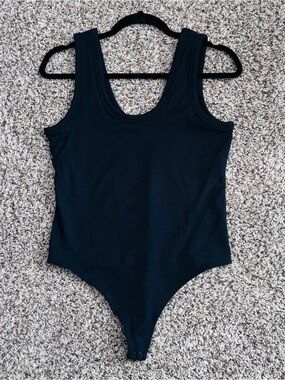 nuuds Black Ribbed Tank Bodysuit